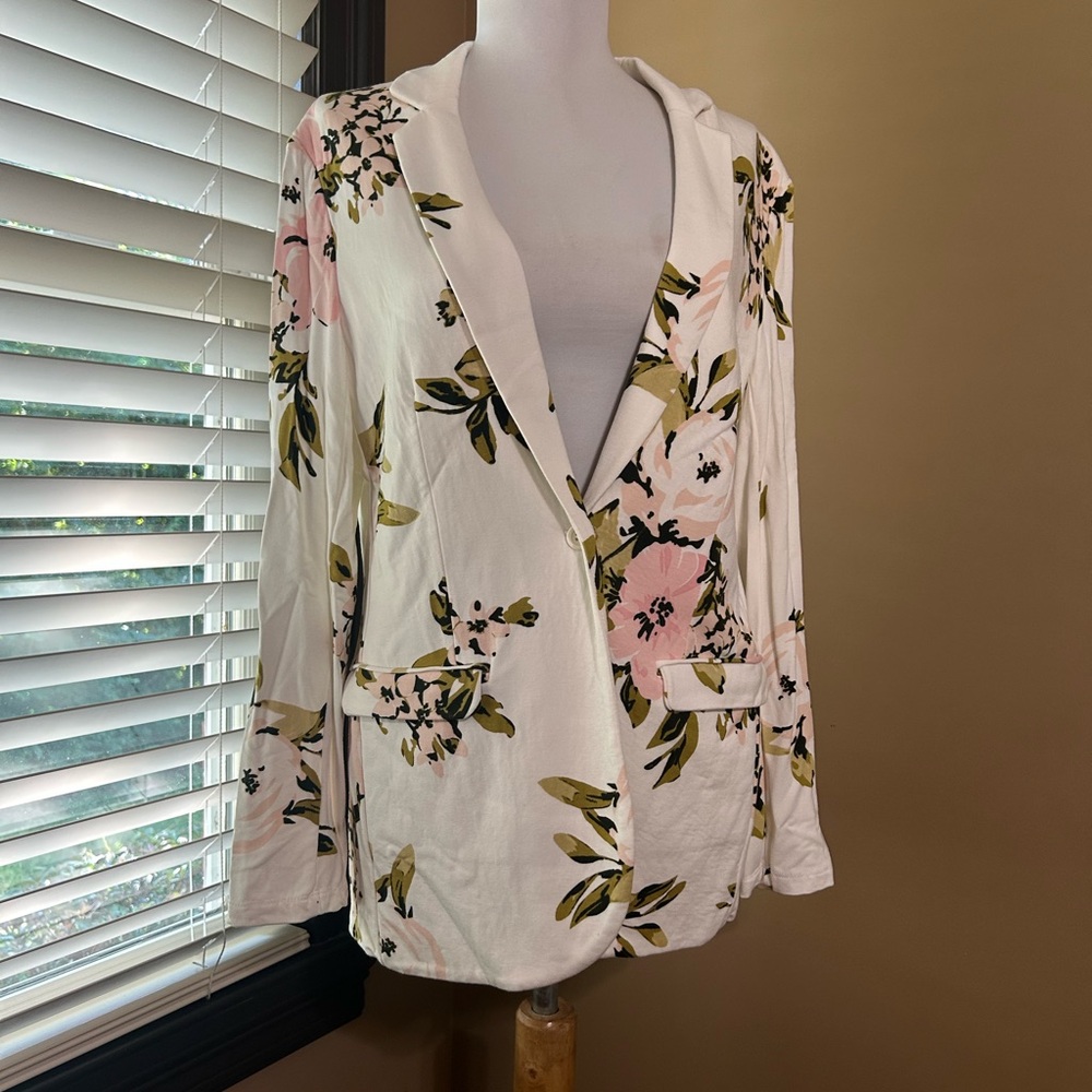 Philosophy Floral Top with Olive and Blush Accents